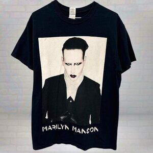 Retro Marilyn Manson T-Shirt, Concert Tee, Gothic Rock Graphic, Size Medium
